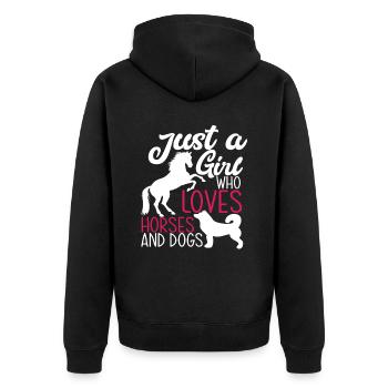 Juste une fille qui aime les chevaux et les chiens - Veste à capuche bio Premium Unisexe - noir - Dos - Nico (187cm)