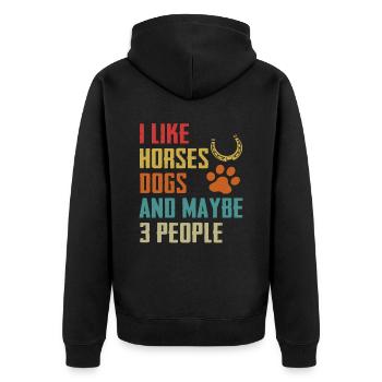Drôles de chiens Chevaux Lover Cadeau - Veste à capuche bio Premium Unisexe - noir - Dos - Nico (187cm)