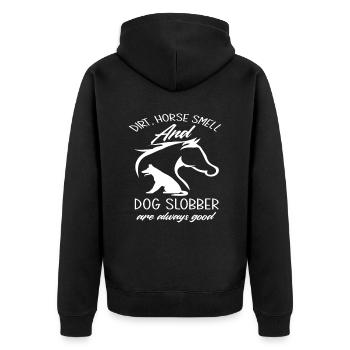 Hund Pferd - Unisex Premium Bio Zip Hoodie - Schwarz - Hinten - Nico (187cm)