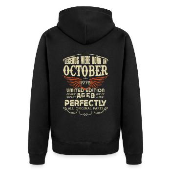 Les légendes sont nées en octobre 1978 anniversaire - Veste à capuche bio Premium Unisexe - noir - Dos - Nico (187cm)
