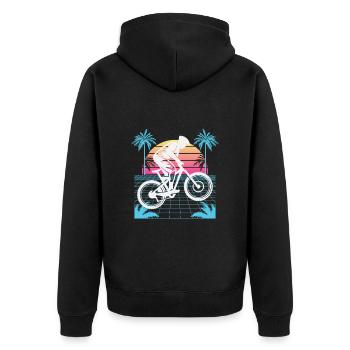 Vaporwave Downhill - Unisex Premium Bio Zip Hoodie - Schwarz - Hinten - Nico (187cm)