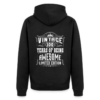 100 Years Of Being Awesome 100 Birthday 100 - Unisex Premium Organic Zip Hoodie - black - Back - Nico (187cm)