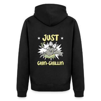 Just Chin Chillin Design for a Chinchilla - Unisex Premium Organic Zip Hoodie - black - Back - Nico (187cm)