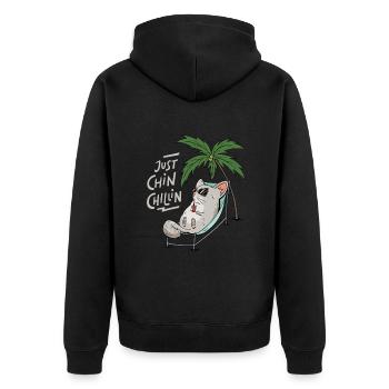 Just Chin Chillin Design for a Chinchilla - Unisex Premium Organic Zip Hoodie - black - Back - Nico (187cm)
