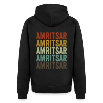 Amritsar India Rétro Vintage - Veste à capuche bio Premium Unisexe - noir - Dos - Nico (187cm)
