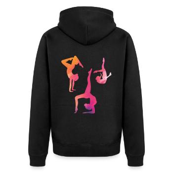 Gymnastin Frauen Rhythmische Gymnastik Buntes - Unisex Premium Bio Zip Hoodie - Schwarz - Hinten - Nico (187cm)