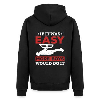 Calisthenics Männer Street Workout - Unisex Premium Bio Zip Hoodie - Schwarz - Hinten - Nico (187cm)