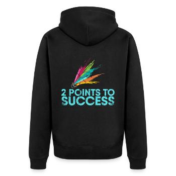 2 Punkte Zum Erfolg Für Badmintonspieler Bzw - Unisex Premium Bio Zip Hoodie - Schwarz - Hinten - Nico (187cm)