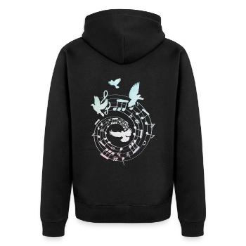 Birds Musical Notes Women Girls Bird Lovers - Unisex Premium Organic Zip Hoodie - black - Back - Nico (187cm)