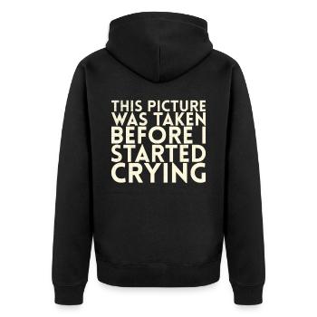 Dieses Bild Wurde Aufgenommen, Bevor Ich Mit For - Unisex Premium Bio Zip Hoodie - Schwarz - Hinten - Nico (187cm)