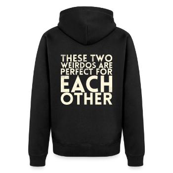 These two weirdos are perfect for the bride - Unisex Premium Organic Zip Hoodie - black - Back - Nico (187cm)