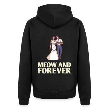 Meow and Forever Marriage Design for the Bride and - Unisex Premium Organic Zip Hoodie - black - Back - Nico (187cm)