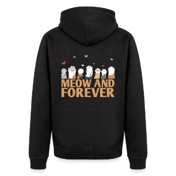 Meow and Forever Marriage Design for the Bride and - Unisex Premium Organic Zip Hoodie - black - Back - Nico (187cm)