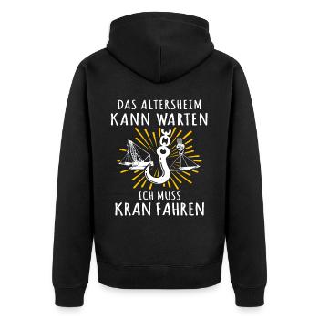 Kranführer Kran Kranfahrer - Unisex Premium Bio Zip Hoodie - Schwarz - Hinten - Nico (187cm)