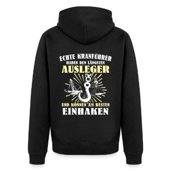 Kranführer Kran Kranfahrer - Unisex Premium Bio Zip Hoodie - Schwarz - Hinten - Nico (187cm)