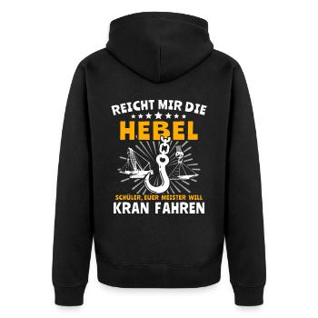 Kranführer Kran Kranfahrer - Unisex Premium Bio Zip Hoodie - Schwarz - Hinten - Nico (187cm)