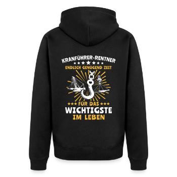 Kranführer Kran Kranfahrer - Unisex Premium Bio Zip Hoodie - Schwarz - Hinten - Nico (187cm)