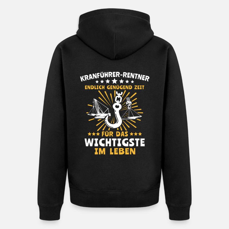 Kranführer Kran Kranfahrer - Unisex Premium Bio Zip Hoodie - Schwarz