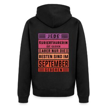Apotheken Geburtstag September geboren - Unisex Premium Bio Zip Hoodie - Schwarz - Hinten - Nico (187cm)