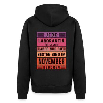 Chemiker Geburtstag November geboren Laborantin - Unisex Premium Bio Zip Hoodie - Schwarz - Hinten - Nico (187cm)