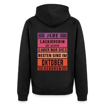 Maler Anstreicher Geburtstag Oktober geboren - Unisex Premium Bio Zip Hoodie - Schwarz - Hinten - Nico (187cm)