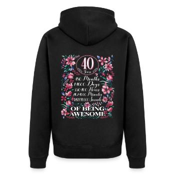 40 ans, mois Floral Femmes 40e anniversaire - Veste à capuche bio Premium Unisexe - noir - Dos - Nico (187cm)