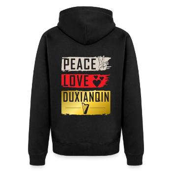Peace Love Duxianqin String Instrument - Unisex Premium Organic Zip Hoodie - black - Back - Nico (187cm)