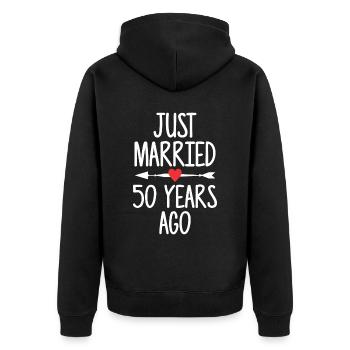 Just Married 50 Years Ago 50th Wedding Anniversary - Unisex Premium Bio Zip Hoodie - Schwarz - Hinten - Nico (187cm)