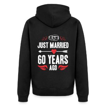 Je viens de me marier il y a 60 ans 60e anniversaire de mariage - Veste à capuche bio Premium Unisexe - noir - Dos - Nico (187cm)