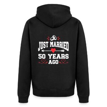 Just Married 50 Years Ago 50th Wedding Anniversary - Unisex Premium Bio Zip Hoodie - Schwarz - Hinten - Nico (187cm)