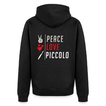 Peace Love Piccolo Musical Instrument - Unisex Premium Bio Zip Hoodie - Schwarz - Hinten - Nico (187cm)