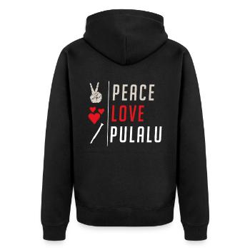 Peace Love Pulalu Musical Instrument - Unisex Premium Bio Zip Hoodie - Schwarz - Hinten - Nico (187cm)