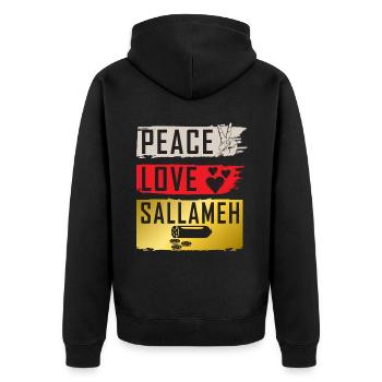 Peace Love Sallameh Music Instrument - Unisex Premium Bio Zip Hoodie - Schwarz - Hinten - Nico (187cm)