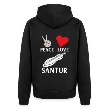 Peace Love Santur Music Instrument - Unisex Premium Bio Zip Hoodie - Schwarz - Hinten - Nico (187cm)