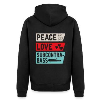 Peace Love Subcontrabass Saxophones - Veste à capuche bio Premium Unisexe - noir - Dos - Nico (187cm)