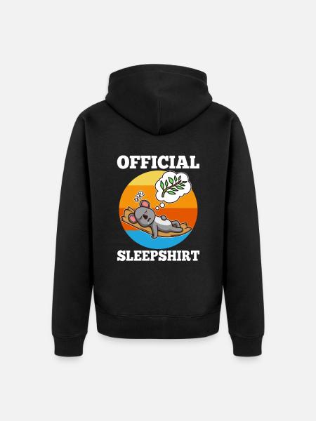 Official Sleeping Shirt Koala - Unisex Premium Organic Zip Hoodie - black