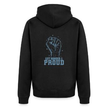 Left Handed Life Linkshänder schreiben - Unisex Premium Bio Zip Hoodie - Schwarz - Hinten - Nico (187cm)