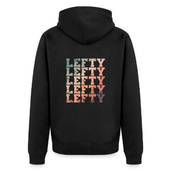 Lefty Linkshänder schreiben Umstellung - Unisex Premium Bio Zip Hoodie - Schwarz - Hinten - Nico (187cm)