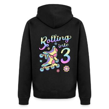 Rolling Into 3 Roller Skaters Skates 3rd year - Unisex Premium Organic Zip Hoodie - black - Back - Nico (187cm)