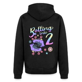 Rouler dans 2 Roller Skaters Floral 2ème année - Veste à capuche bio Premium Unisexe - noir - Dos - Nico (187cm)