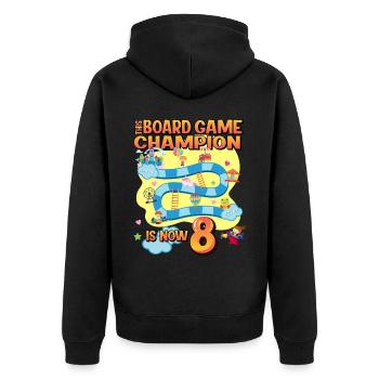 This Board Game Champion Is Now 8 | - Unisex Premium Organic Zip Hoodie - black - Back - Nico (187cm)