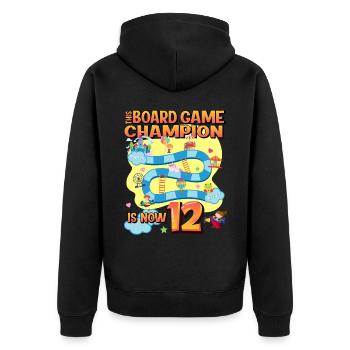 This board game Champion is now 12 | - Unisex Premium Organic Zip Hoodie - black - Back - Nico (187cm)