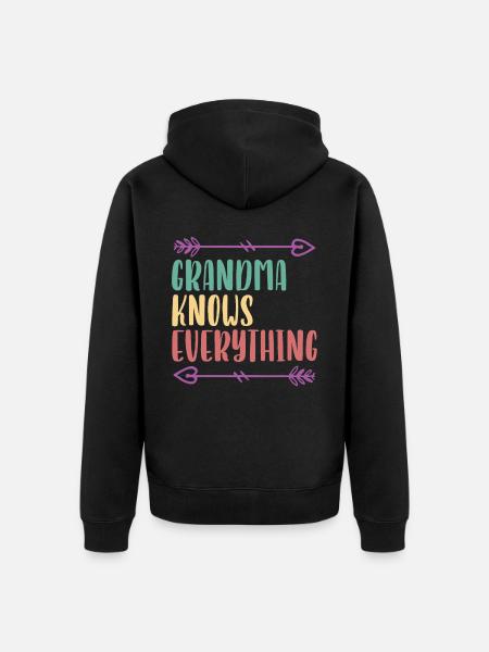 Oma weiß alles Großmutter Großmutter - Unisex Premium Bio Zip Hoodie - Schwarz