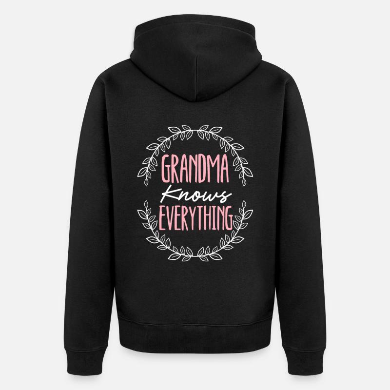 Oma weiß alles Großmutter Großmutter - Unisex Premium Bio Zip Hoodie - Schwarz