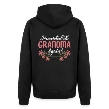 Wieder zur Oma befördert Baby-Ankündigung Oma - Unisex Premium Bio Zip Hoodie - Schwarz - Hinten - Nico (187cm)