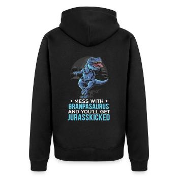 Mess With Grandpasaurus And You'll Jurasskicked - Unisex Premium Organic Zip Hoodie - black - Back - Nico (187cm)
