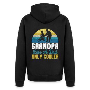 Grandpa Like A Dad Only Cooler Gramps Grandfather - Unisex Premium Organic Zip Hoodie - black - Back - Nico (187cm)