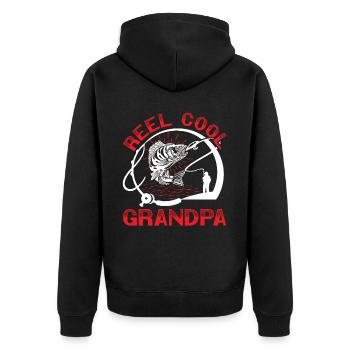 Reel Cool Grandpa Grandfather Fishing Granddad - Unisex Premium Organic Zip Hoodie - black - Back - Nico (187cm)