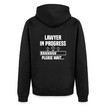 Jurastudium Staatsexamen Jurist Universität - Unisex Premium Bio Zip Hoodie - Schwarz - Hinten - Nico (187cm)