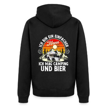 Camping Camper Campen - Unisex Premium Bio Zip Hoodie - Schwarz - Hinten - Nico (187cm)